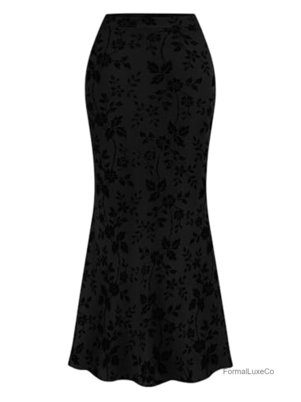 Women's Floral Mesh Maxi Skirt High Waist Mermaid Lettuce Trim